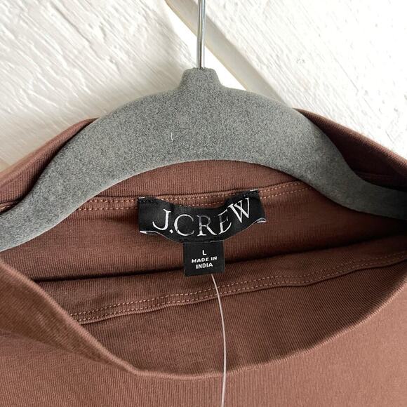 J.Crew Fitted Knit Mockneck Dress with Poplin Skirt Mixty Brown Size Large NWT - Picture 6 of 7